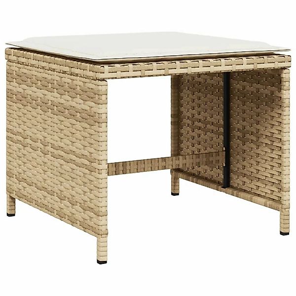 VidaXL Gartenhocker mit Kissen 4 Stk. Beige 40x40x35 cm Poly Rattan günstig online kaufen