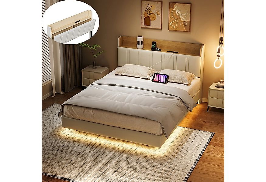 PXloue Polsterbett Doppelbett Jugendbett (Kopfteil mit Stauraum), Stauraumb günstig online kaufen