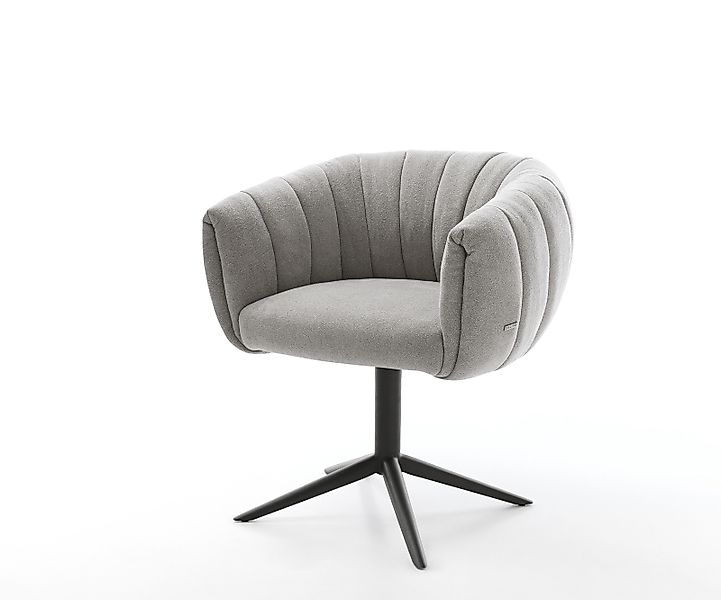 Drehstuhl Jada-Flex Strukturstoff Soft Grau Fußkreuz Schwarz 360° drehbar W günstig online kaufen