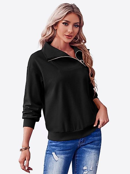 Imily Bela Sweatshirt Damen-Sweatshirt mit Rollkragen und Reißverschluss (P günstig online kaufen