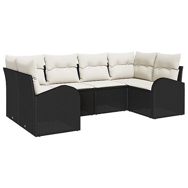 vidaXL Loungesofa 6-teiliges Garten Sofa Set mit Kissen Schwarz Poly Rattan günstig online kaufen