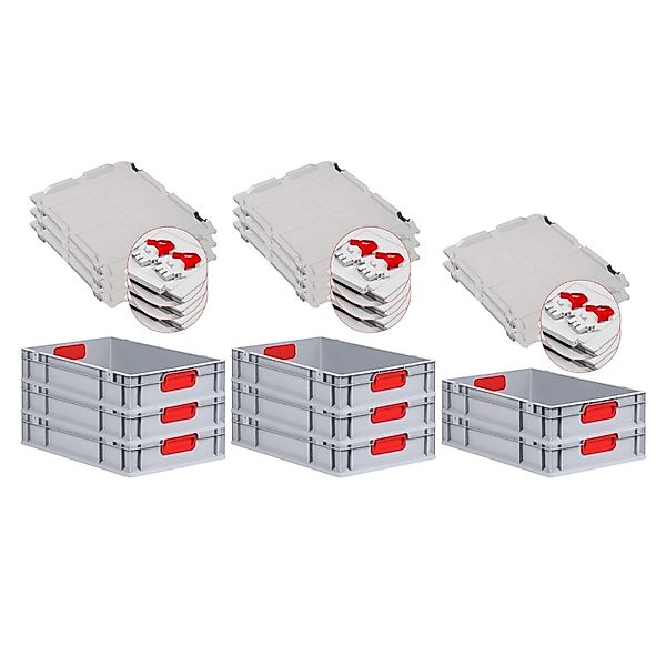 PROREGAL Spar Set 8x Eurobox Nextgen Color Mit Scharnierdeckel & Schiebesch günstig online kaufen