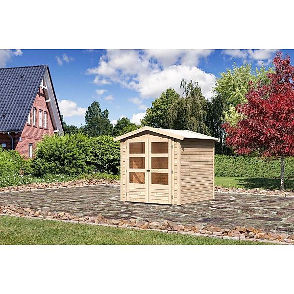 Karibu Holz-Gartenhaus Amberg Natur Satteldach Unbehandelt 182 cm x 182 cm günstig online kaufen