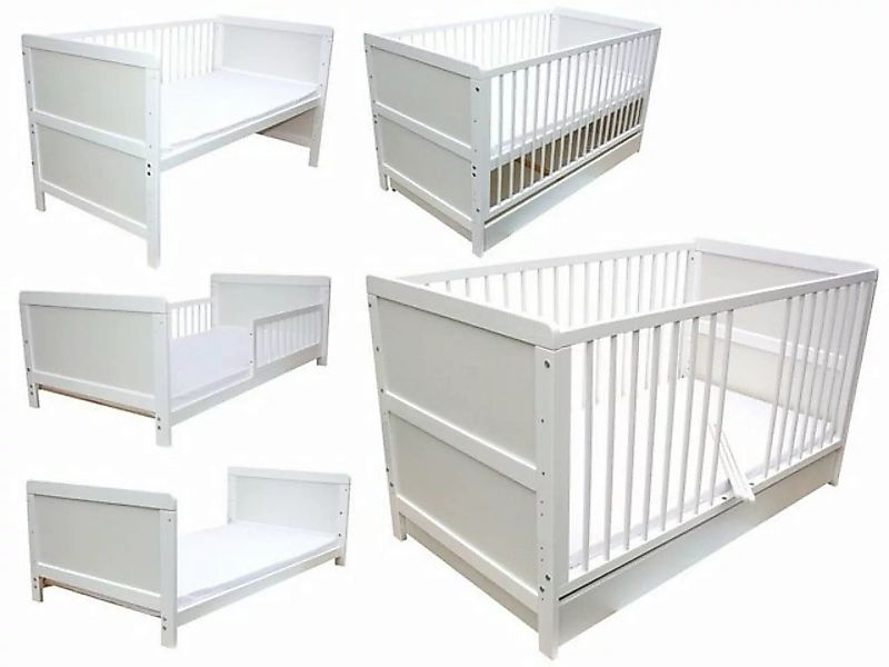 Micoland Kinderbett Kinderbett Juniorbett Beistellbett 140x70cm weiß + Matr günstig online kaufen