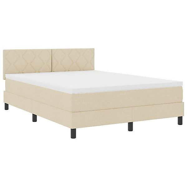 vidaXL Bett Boxspringbett mit Matratze Creme 140x190 cm Stoff (1-tlg) günstig online kaufen