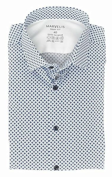 MARVELIS Businesshemd Easy To Wear Hemd - Body Fit - Langarm - Muster - Bla günstig online kaufen