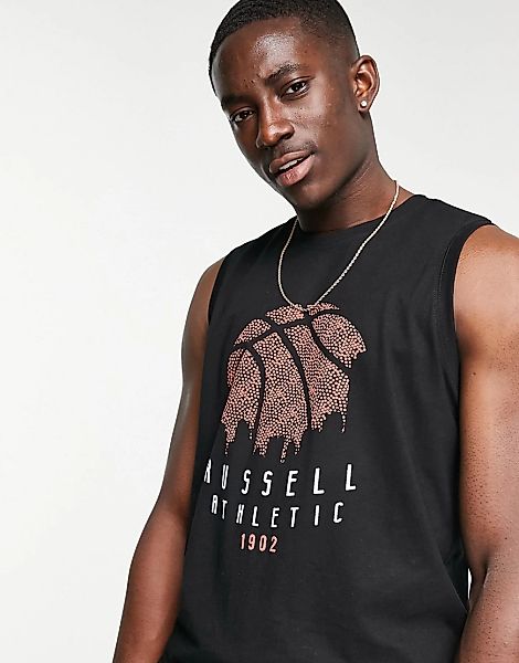 Russell Athletic – Sky Line – Trägershirt in Schwarz-Grau günstig online kaufen