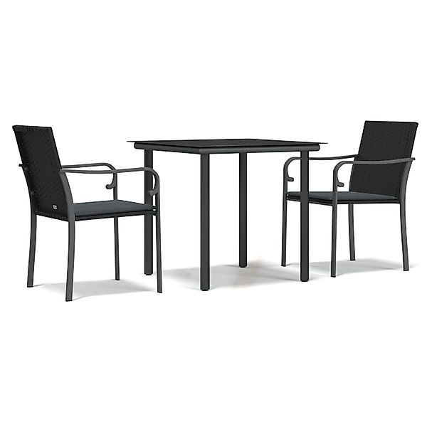 vidaXL 3-Tlg Garten-Essgruppe mit Kissen Poly Rattan und Stahl 3186955 günstig online kaufen