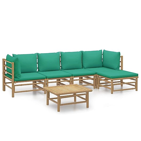 vidaXL Gartenlounge-Set 6-tlg. Garten-Lounge-Set mit Grünen günstig online kaufen