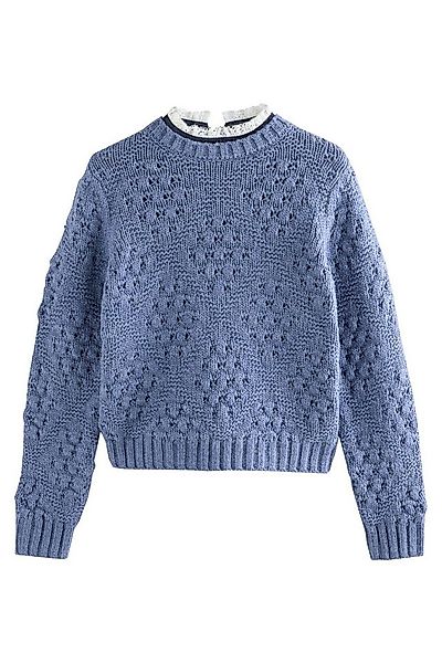 Next Strickpullover Pullover mit Ziernähten, Rüschenkragen und Wolle (1-tlg günstig online kaufen