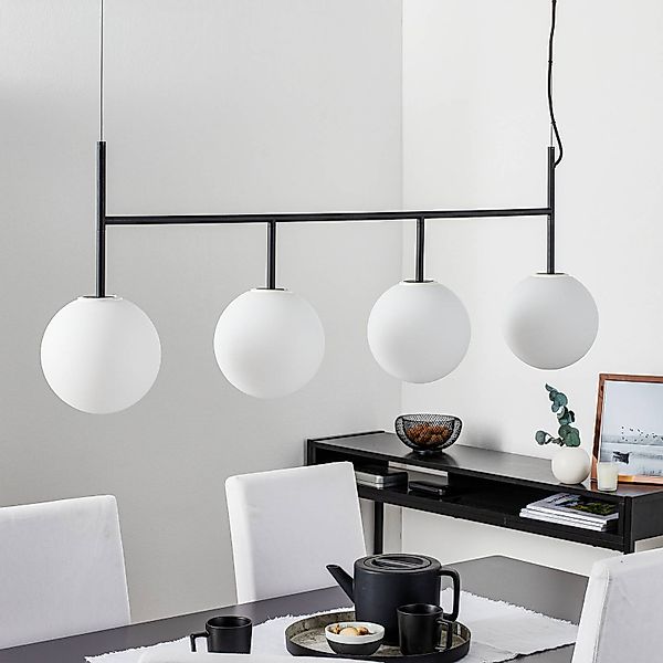Audo LED-Pendellampe TR Bulb, 4flg., schwarz/opal, Glas günstig online kaufen