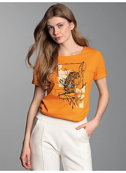 Trigema T-Shirt "TRIGEMA T-Shirt mit floralem Leo-Print" 1 Stk. tlg. günstig online kaufen
