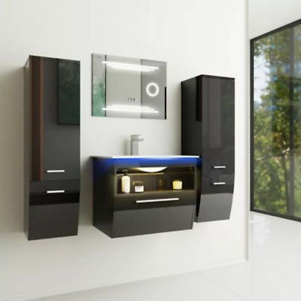 Faizee Möbel Badmöbel Set montiert Schwarz Waschtischunterschrank 60 cm Ali günstig online kaufen