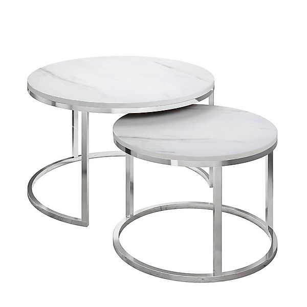 Lookway Couchtisch 2in1 CIRI LEVANTO mit Chrom Gestell (2er Set), Durchmess günstig online kaufen