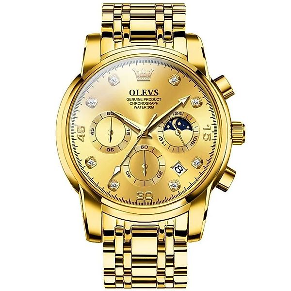 OLEVS Quarzuhr Herrenuhr Gold Chronograph Sortlich günstig online kaufen