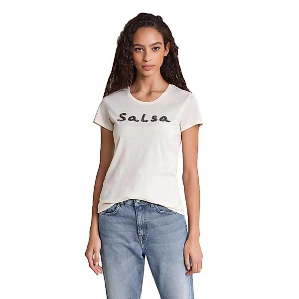Salsa Jeans Logo In Beads Kurzärmeliges T-shirt XS Beige günstig online kaufen