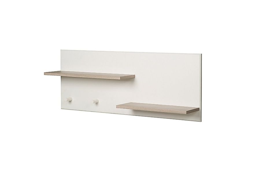 roba® Wandregal Felicia, Wandboard, 2 Ablagen, 2 Haken, weiß/ Luna Elm günstig online kaufen