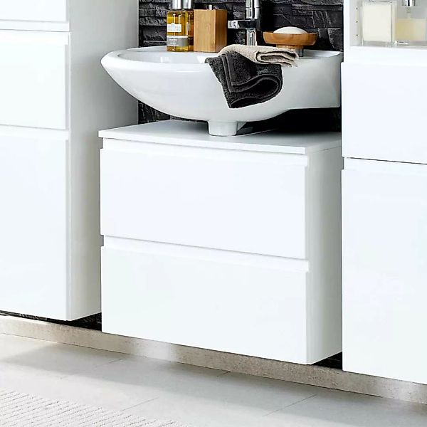 Waschbeckenschrank in Hochglanz Weiß 60 cm günstig online kaufen