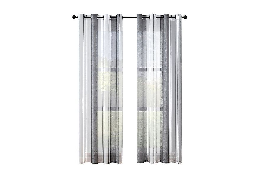 BYSURE Vorhang Gestreift Voile Vorhänge (2 St), Ösen, halbtransparent, Voil günstig online kaufen