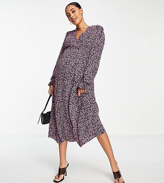 Little Mistress Maternity by Vogue Williams – Langärmliges Kleid mit rosa D günstig online kaufen