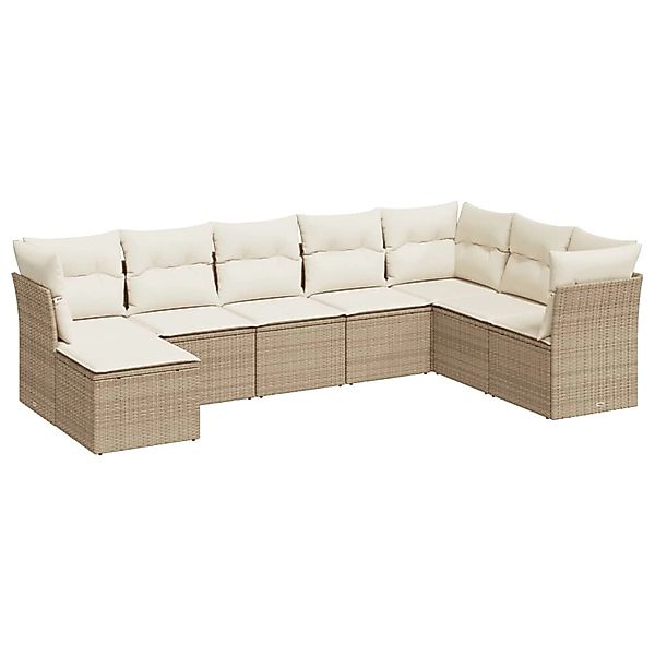 vidaXL 8-Tlg Garten-Sofagarnitur mit Kissen Beige Poly Rattan 3218048 günstig online kaufen