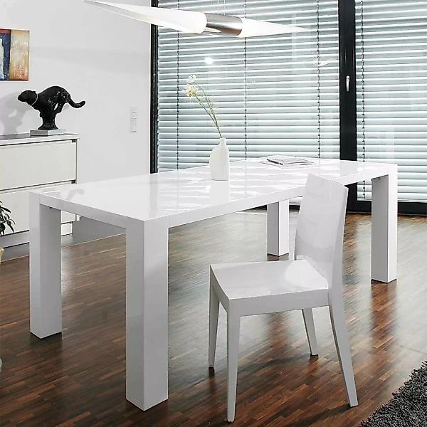 Esszimmer Tisch in Hochglanz Weiß 200 cm breit günstig online kaufen