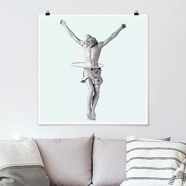 Poster Portrait - Quadrat Jesus mit Hula Hoop Reifen günstig online kaufen