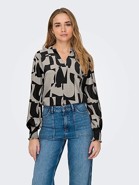 ONLY Blusenshirt "ONLMETTE V-NECK LS SMOCK TOP NOOS WVN" Kunstfaser, regula günstig online kaufen