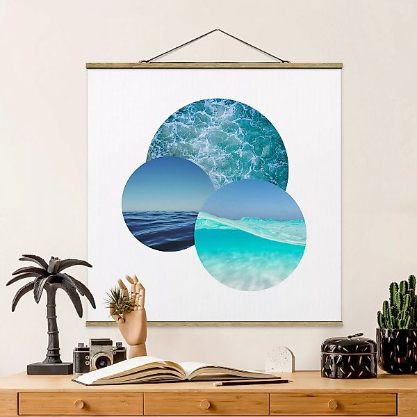 Stoffbild mit Posterleisten Ozeane im Kreis günstig online kaufen