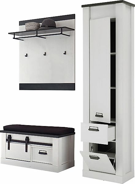 Home affaire Garderoben-Set "SHERWOOD" 3 Stk. tlg. mit Scheunentorbeschlag, günstig online kaufen