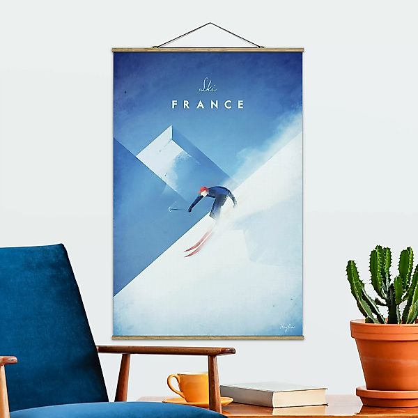 Stoffbild mit Posterleisten - Hochformat Reiseposter - Ski in Frankreich günstig online kaufen