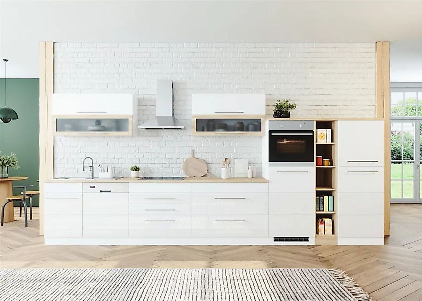 Kochstation Küche "KS-Wien", Breite 350 cm, wahlweise mit E-Geräten günstig online kaufen