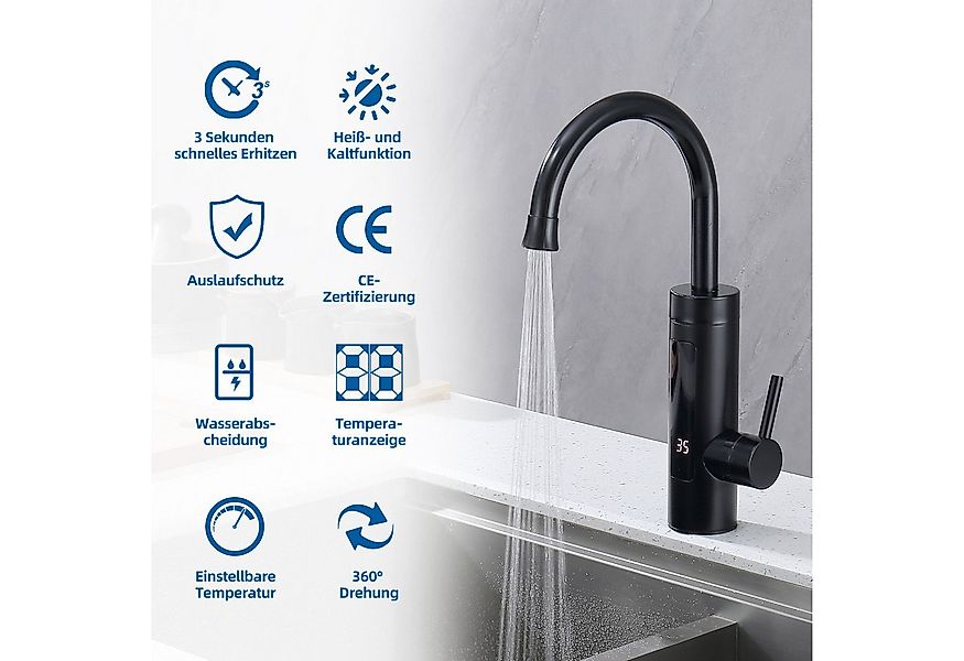 HOMELIVE Küchenarmatur schwarz küchenarmatur mit durchlauferhitzer Wasserha günstig online kaufen