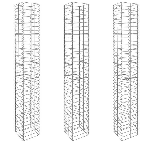 vidaXL Gartenzaun Gabionenkörbe 3 Stk. Verzinkter Stahl 25 x 25 x 197 cm, ( günstig online kaufen