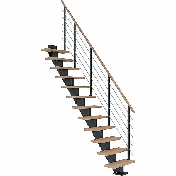 Dolle Mittelholmtreppe Frankfurt Eiche Weiß Anthrazit GH bis 258 cm Gerade günstig online kaufen