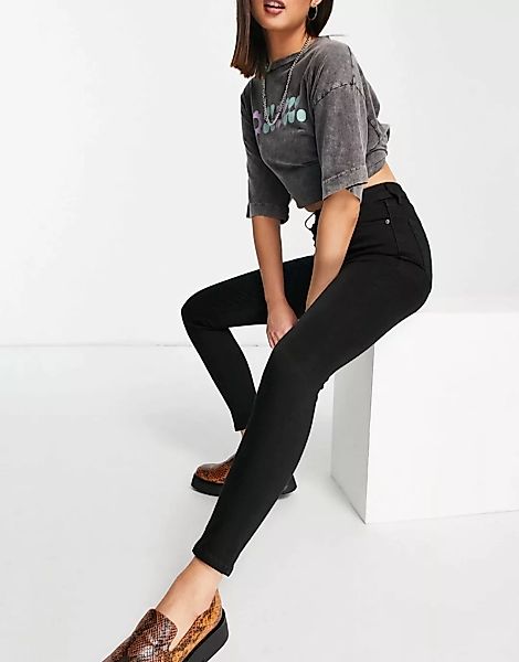 Topshop – Jamie – Jeans aus einem recycelten Baumwollmix in reinem Schwarz günstig online kaufen