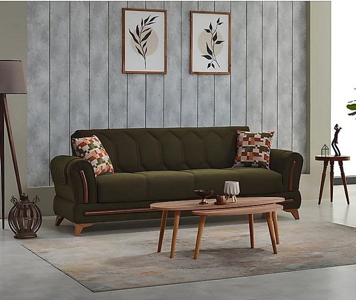 JVmoebel Sofa Couch 3 Sitzer Dreisitzer Sofa Stoffsofa Polstersofa Grün Cou günstig online kaufen