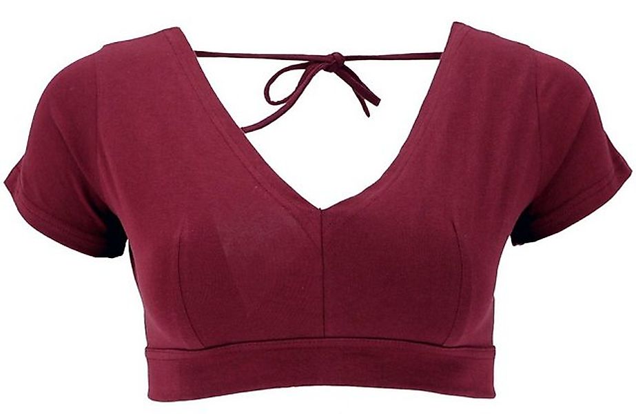 Guru-Shop T-Shirt Choli Top, bauchfreies Top Goa-chic - bordeauxrot Festiva günstig online kaufen