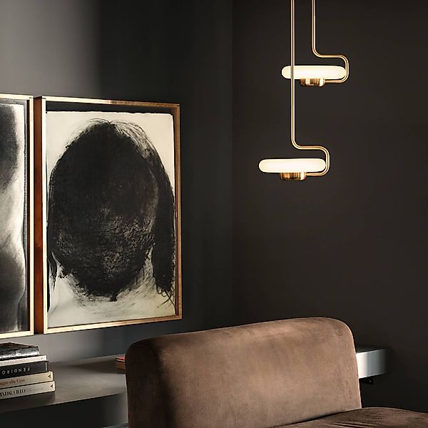 kdln LED-Hängeleuchte TRATTO, messing, Ø 27 cm, Metall/Glas günstig online kaufen