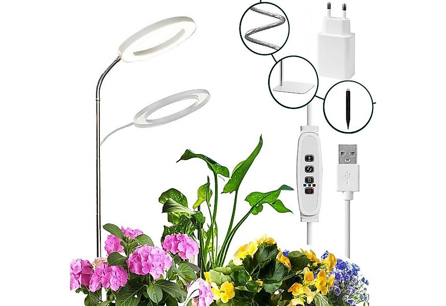 Jibenhome Pflanzenlampe LED Vollspektrum Pflanzenlicht 3/9/12H Timer, 72 LE günstig online kaufen