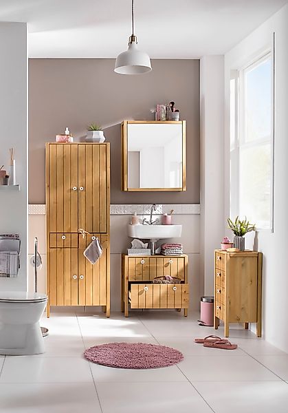 Home affaire Hochschrank "Tina" Badmöbel, Schrank, Breite 57 cm, Massivholz günstig online kaufen
