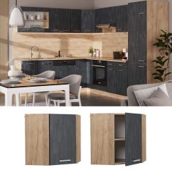 Vicco Eckhängeschrank R-Line, Schwarz Beton/Goldkraft Eiche, günstig online kaufen