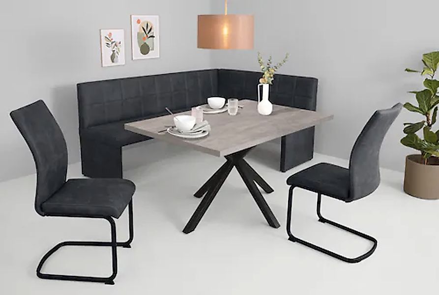 HELA Essgruppe »SPREE« 4 Stk. tlg. Esstisch 140x90 cm mit Dickkante, Microf günstig online kaufen