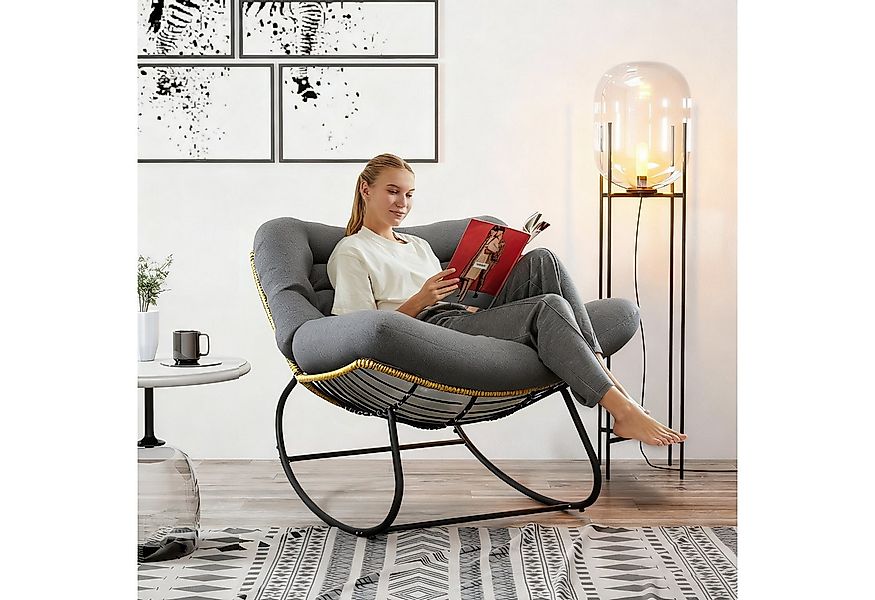 TWSOUL Schaukelsessel Extra dickes gepolstertem, Rattanstuhl Relaxstuhl mit günstig online kaufen