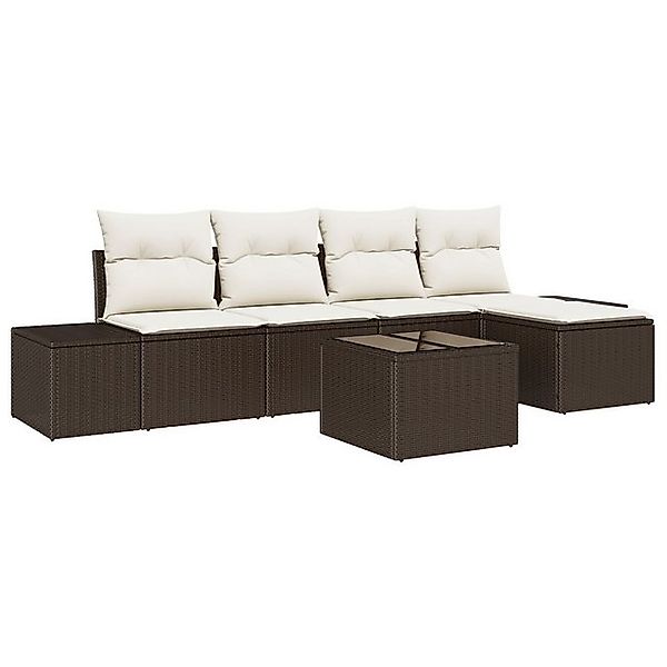 vidaXL Loungesofa 5-tlg. Garten-Sofagarnitur mit Kissen Grau Poly Rattan, 6 günstig online kaufen