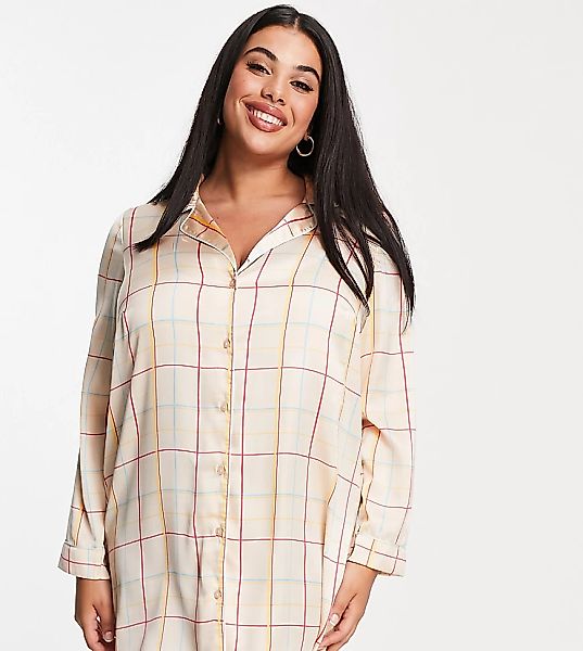 Vero Moda Curve – Kariertes Satin-Nachthemd-Mehrfarbig günstig online kaufen