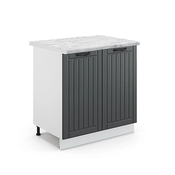 Vicco Spülenunterschrank Fame-Line Anthrazit Landhaus/Weiß 80 cm mit Regal günstig online kaufen