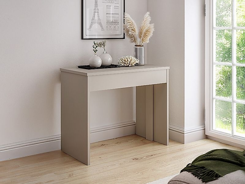 Ausziehbarer Konsolentisch für 12 Personen - 6 Verlängerungen - Beige - ONE günstig online kaufen