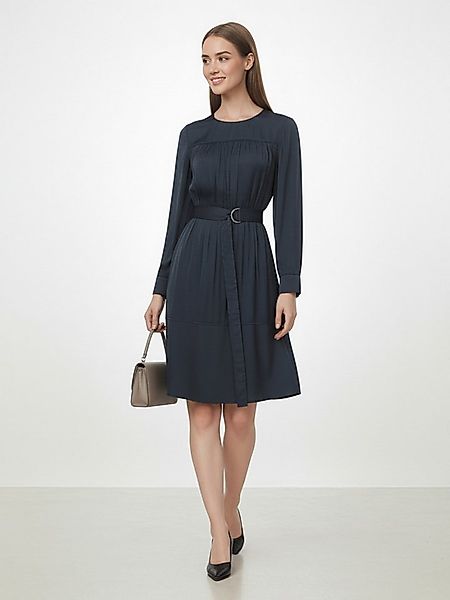 LAPA PLUS Midikleid Elegantes drapiertes Satin-Kleid in Dunkelblau mit Gürt günstig online kaufen