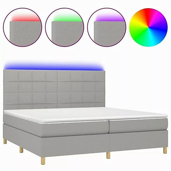 vidaXL Boxspringbett Boxspringbett mit Matratze LED Hellgrau 200x200 cm Sto günstig online kaufen